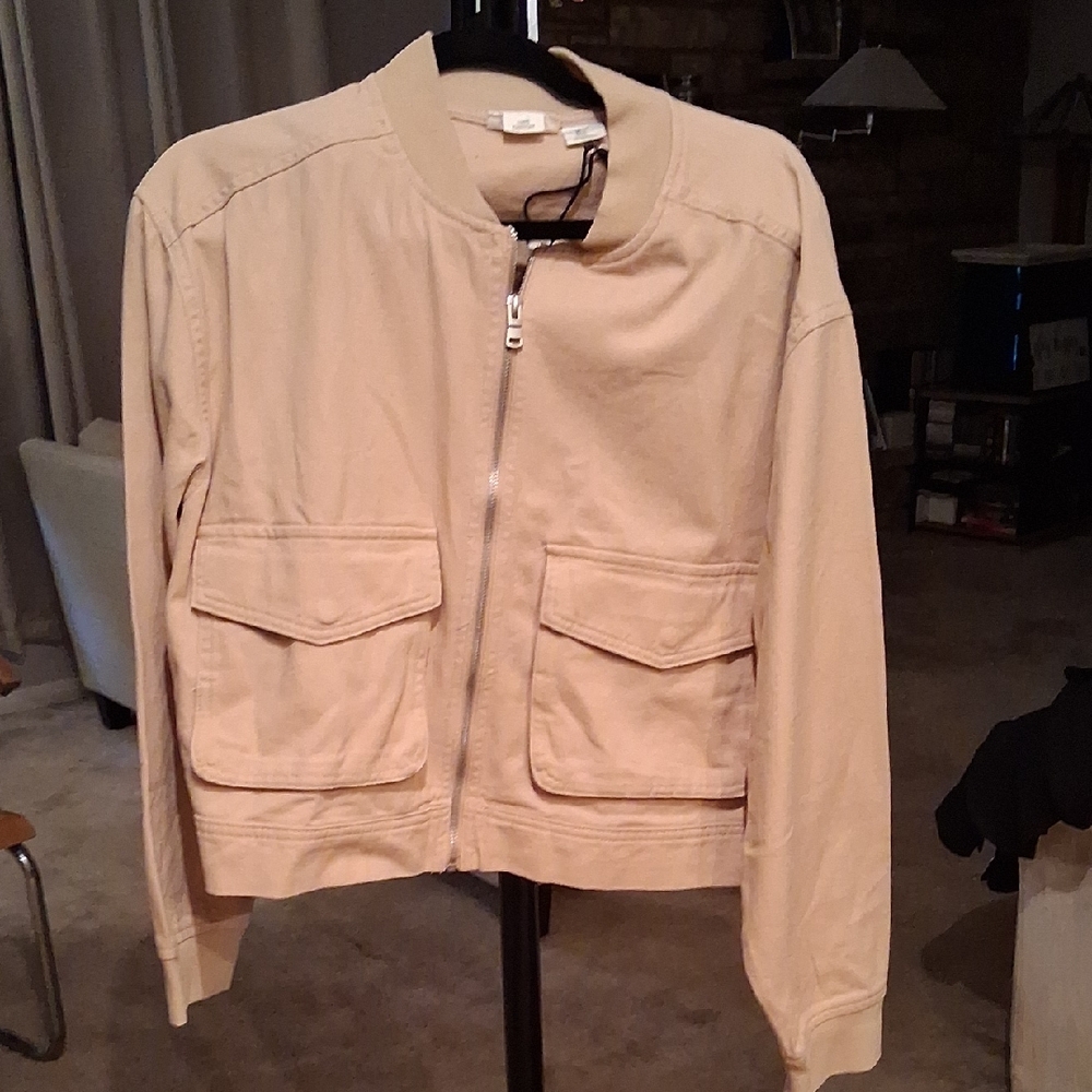 Nicole Miller Beige Bomber Jacket